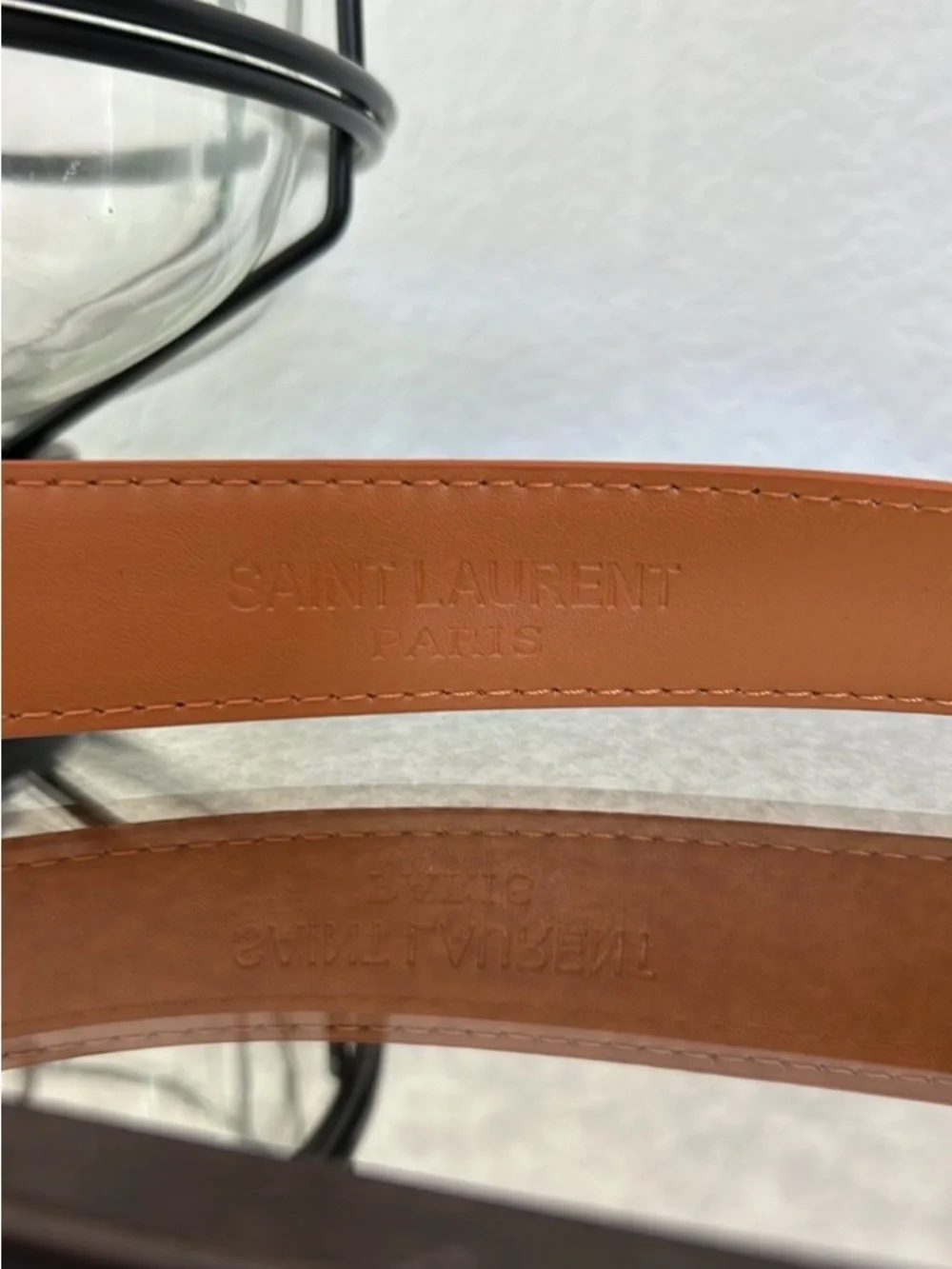 Tan Logo Belt with Gold Hardware - Picture 3 of 3